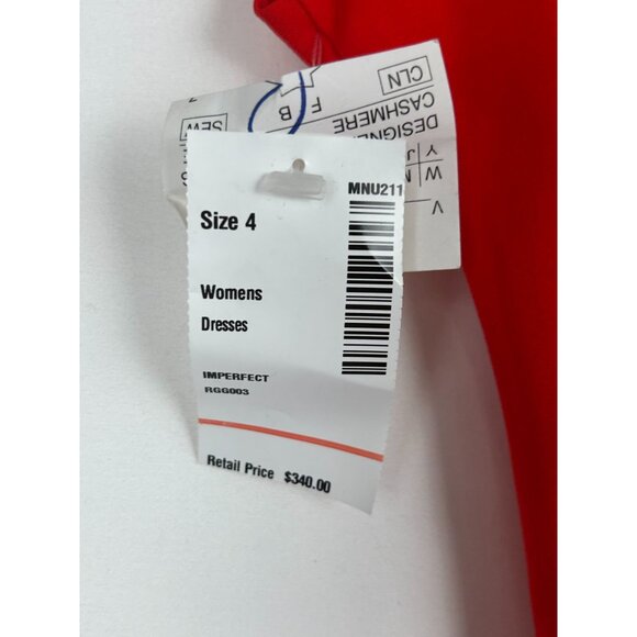 REISS Cecilia Frill-Detail Asymmetric Hem Dress Red 4 Cap Sleeves & Back Zipper - Picture 14 of 16